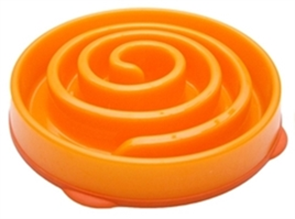 SLO-BOWL FEEDER MINI CORAL SPIRAAL ORANJE 22X22X5 CM