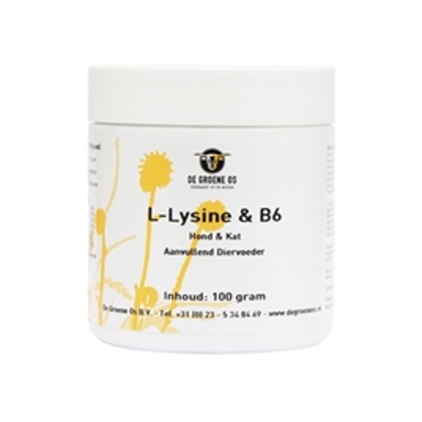 DE GROENE OS L-LYSINE / B6 HOND / KAT 100 GR