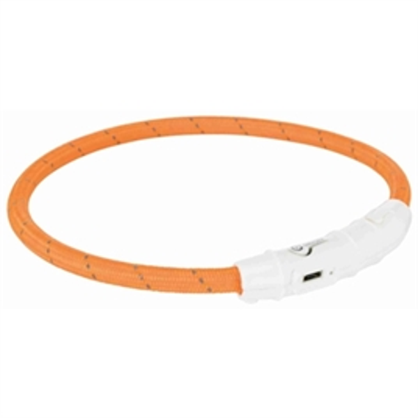 TRIXIE HALSBAND HOND FLASH LICHTHALSBAND USB TPU / NYLON ORANJE 65X0,7 cm