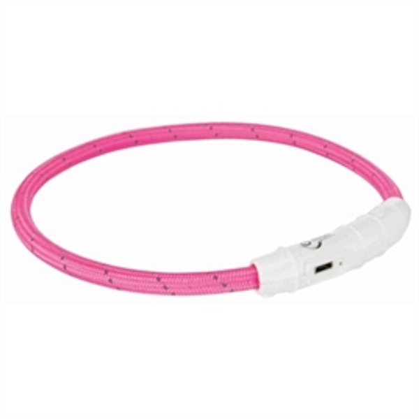 TRIXIE HALSBAND HOND FLASH LICHTHALSBAND USB TPU / NYLON ROZE 65X0,7 CM
