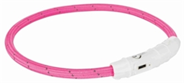 TRIXIE HALSBAND HOND FLASH LICHTHALSBAND USB TPU / NYLON ROZE 45X0,7 CM
