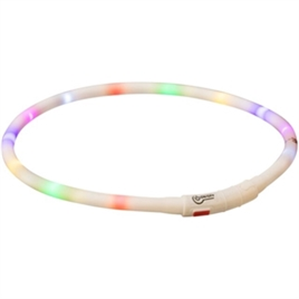 TRIXIE HALSBAND USB SILICONEN LICHTGEVEND OPLAADBAAR MEERKLEURIG 70X1 CM