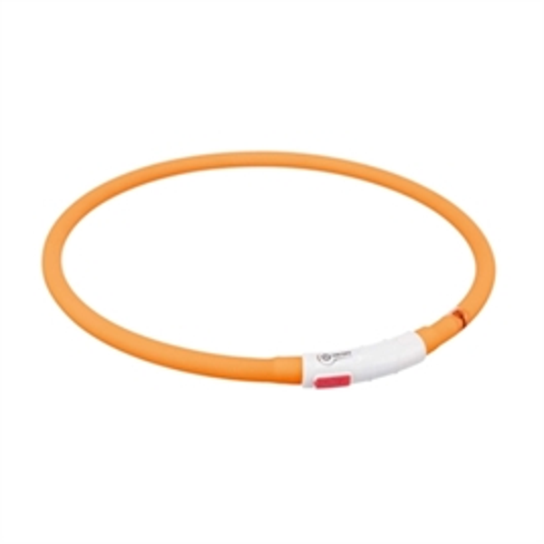 TRIXIE HALSBAND USB SILICONEN LICHTGEVEND OPLAADBAAR ORANJE 70X1 CM