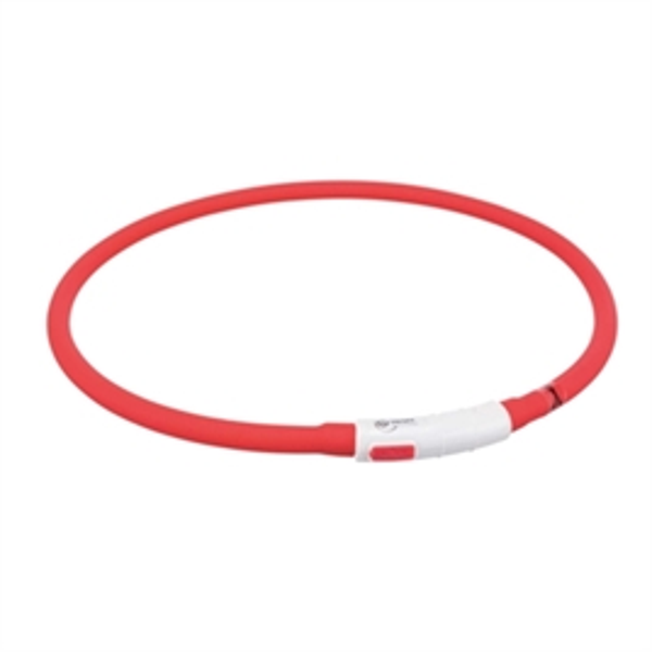 TRIXIE HALSBAND USB SILICONEN LICHTGEVEND OPLAADBAAR ROOD 70X1 CM