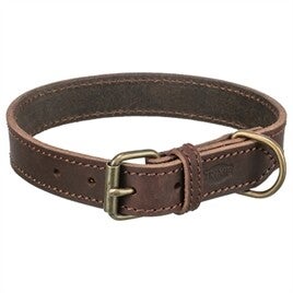 TRIXIE HALSBAND HOND RUSTIC VETLEER DONKERBRUIN 34-40X2,5 CM