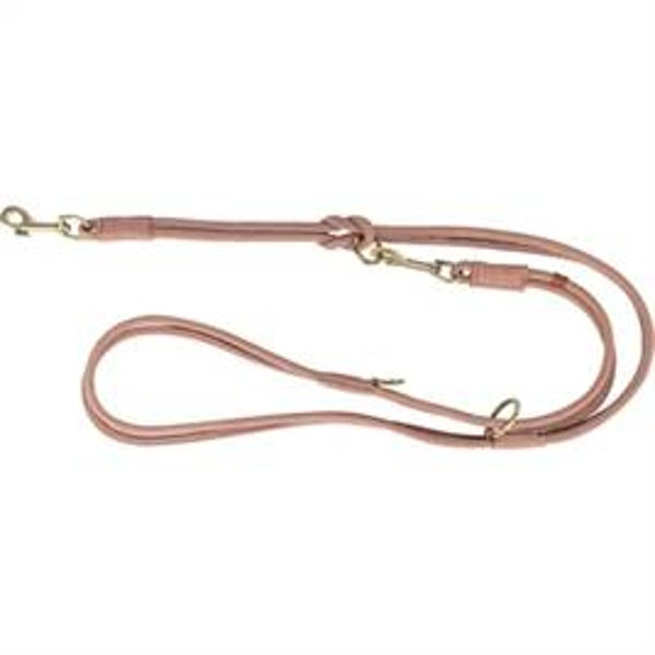 TRIXIE HONDENRIEM PURE VERSTELBAAR ROND GESTIKT LEER ROZE 200X1 CM