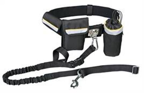 TRIXIE HEUPRIEM MET JOGGINGLIJN ZWART RIEM 60-120 CM LIJN 100-135 CM