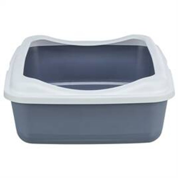 TRIXIE KATTENBAK CLASSIC MET RAND PAARS / WIT 37X48X15 CM