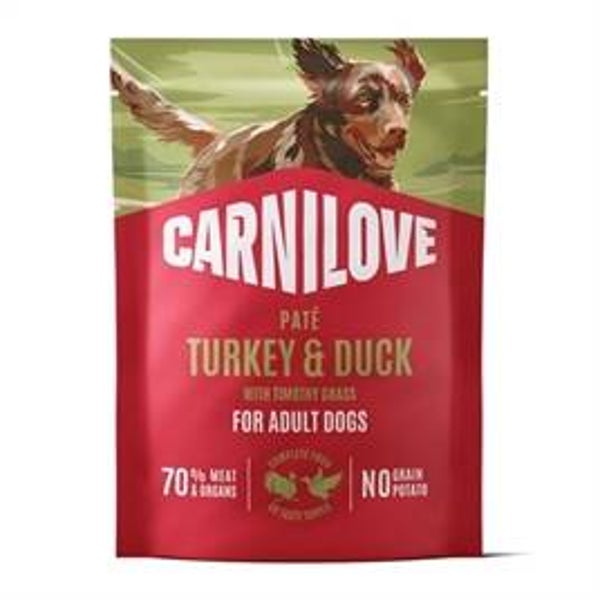 CARNILOVE POUCH TURKEY / DUCK / TIMOTHY GRASS 12X300 GR
