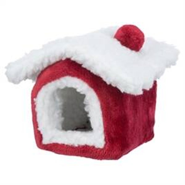TRIXIE XMAS CUDDLY CAVE MUIS / HAMSTER ROOD / WIT 15X15X12 CM