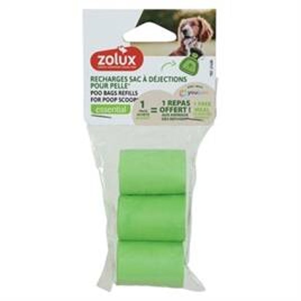 ZOLUX NAVULLING POEPZAKJES VOOR HONDENPOEPSCHEP GROEN 3X15 ZAKJES