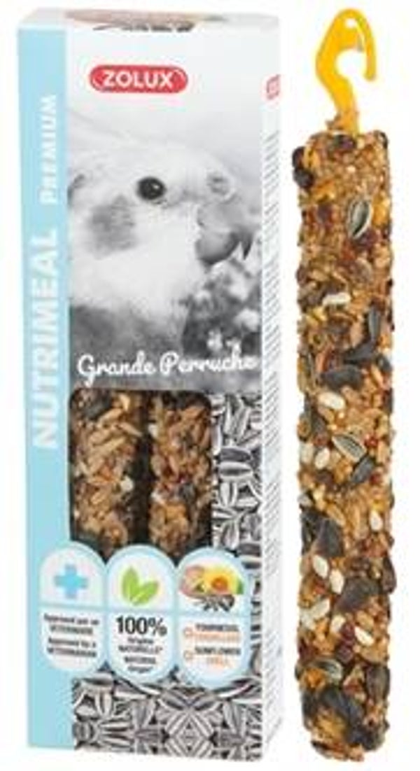 ZOLUX NUTRIMEAL STICK GROTE PARKIET / PAPEGAAI ZONNEBLOEMPITTEN 110 GR 2 ST