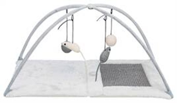 TRIXIE KRABMAT MET SPEELTJES AAN KOORD GRIJS 60X33X42 CM