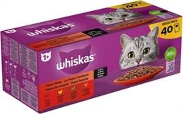 WHISKAS MULTIPACK POUCH ADULT CLASSIC SELECTIE VLEES IN SAUS 40X85 GR