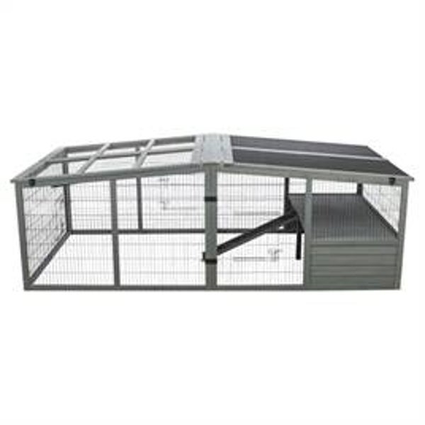 TRIXIE REN XL MET AFDEKKING HOUT GRIJS 233X79X116 CM