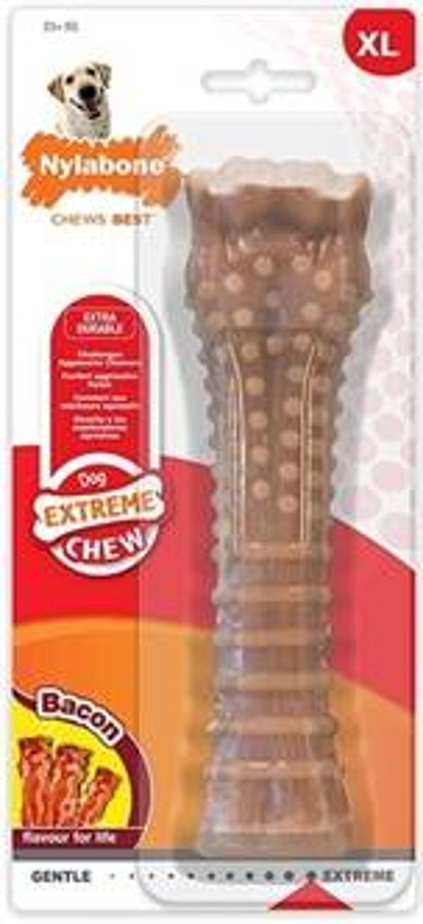 NYLABONE DURA CHEW VOOR HARDE BIJTERS BACONSMAAK VANAF 23 KG