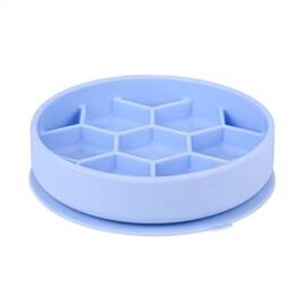 ZOLUX VOERBAK HOND SLOW FEED MET ZUIGNAPPEN SILICONE BLAUW 16X16X4,3 CM
