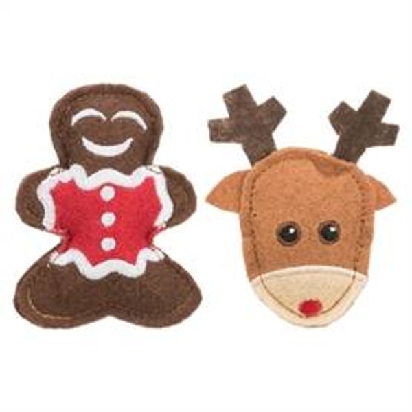 TRIXIE XMAS ELK EN PEPERKOEKMAN VILT 8 CM 2 ST
