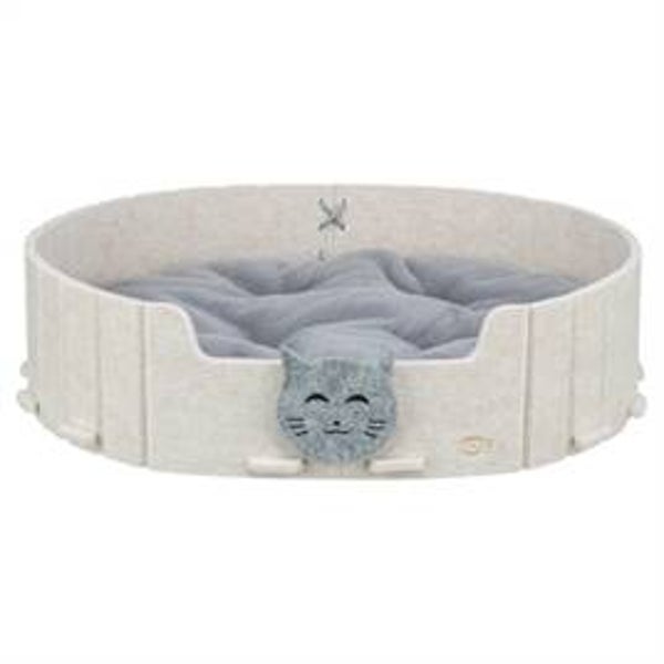 TRIXIE KATTENMAND EMELIE VILT OVAAL ZAND / GRIJS 50X42X9 CM