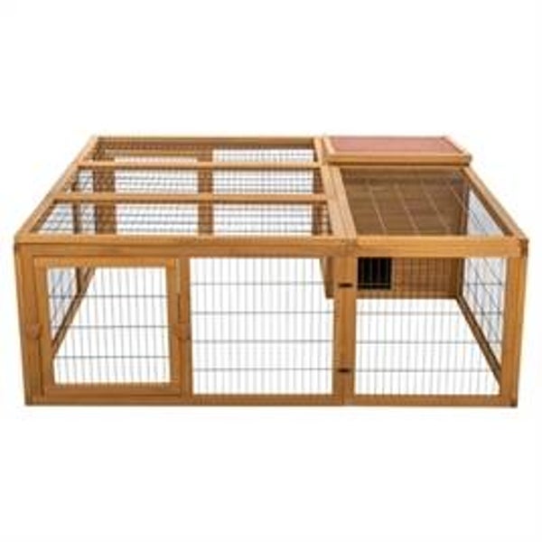TRIXIE REN MET AFDEKKING HOUT DONKERBRUIN 150X150X53 CM
