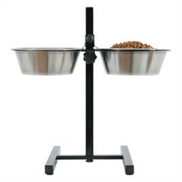ZOLUX VOERSTANDAARD VOERBAK / WATERBAK VERSTELBAAR RVS 2X2,5 LTR 24,5 CM 53,5X51X2