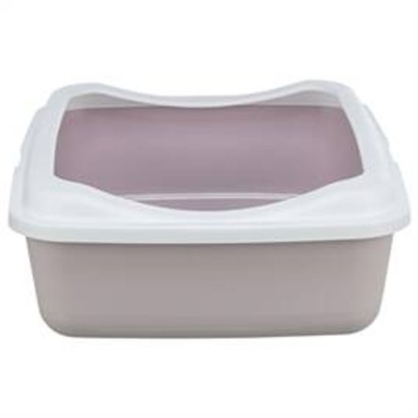 TRIXIE KATTENBAK CLASSIC MET RAND LILA / WIT 37X48X15 CM