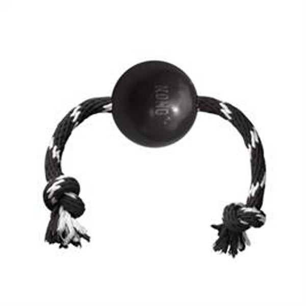 KONG EXTREME BAL MET TOUW ZWART / WIT 7,5X7,5X7,5 CM