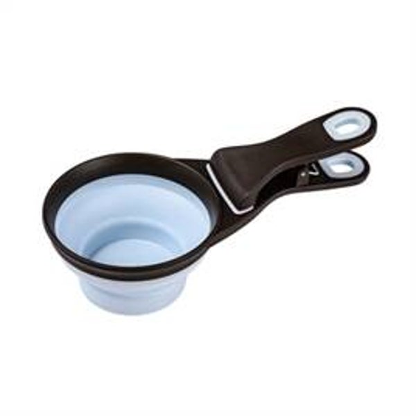 ZOLUX VOERSCHEP 2 IN 1 SCHEP / AFSLUITKLEM SILICONE BLAUW 19,5X10X4 CM