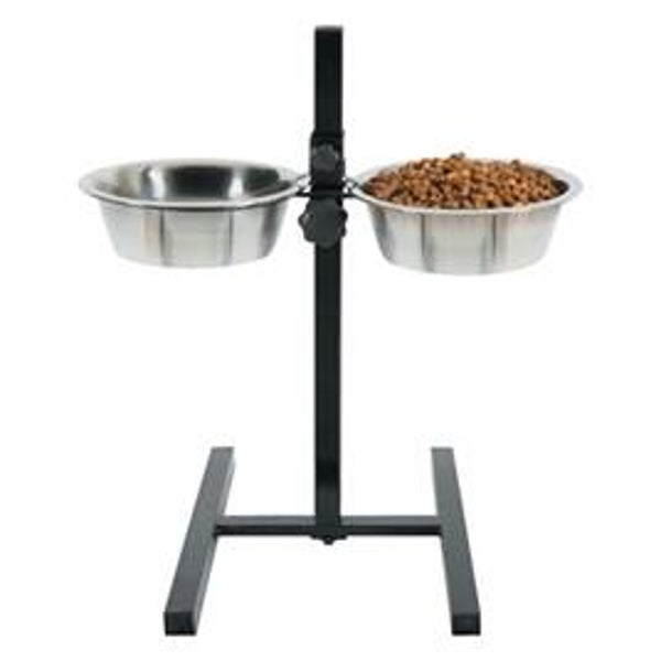ZOLUX VOERSTANDAARD VOERBAK / WATERBAK VERSTELBAAR RVS 2X1,5 LTR 21 CM 51X45X26,5
