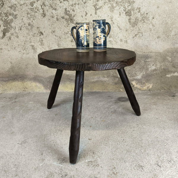 Table basse vintage tripode en pin