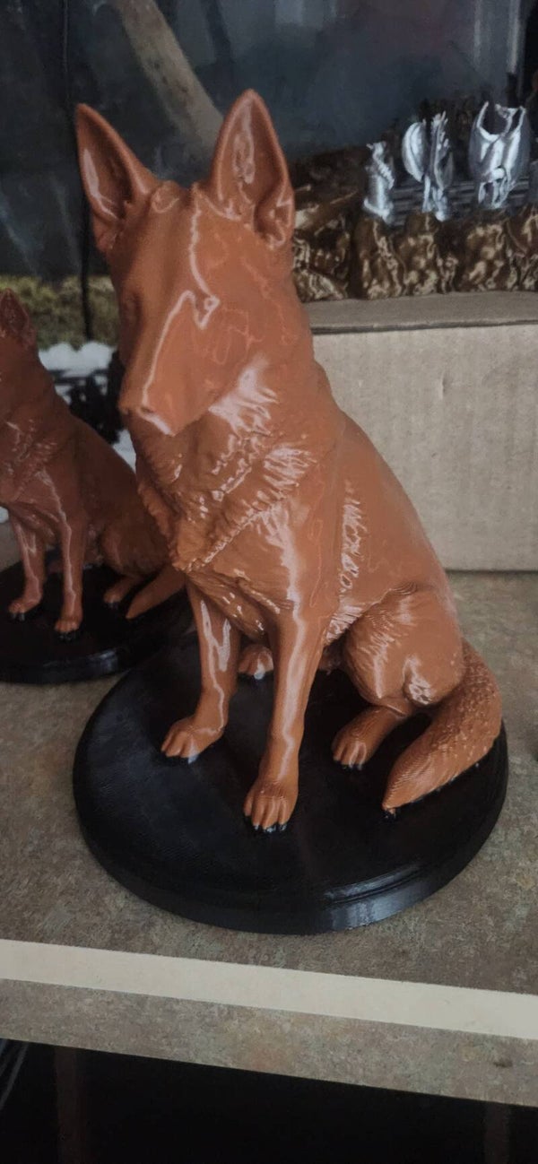 8" Brown German Shepherd on black base