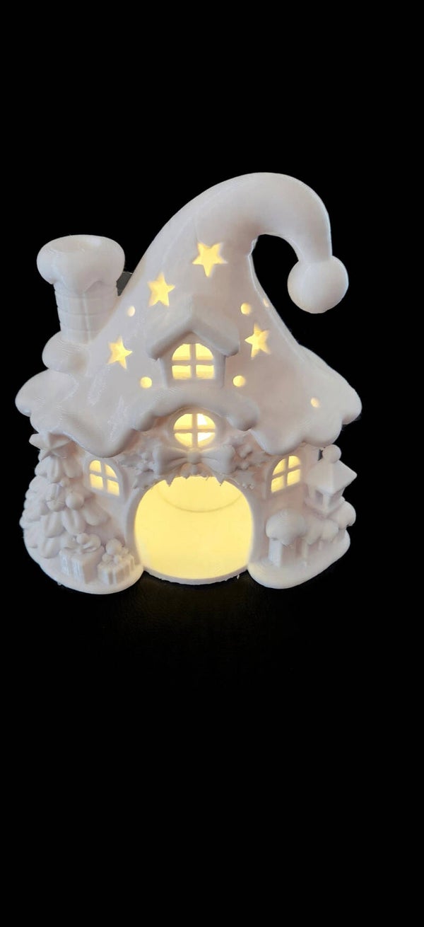 3D Printed Christmas Fairy House Tea Light Holder