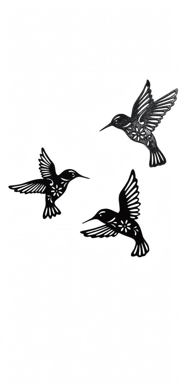 3D Printed Hummingbirds Wall Art - Set of 3 - 6 x 7 Inch
