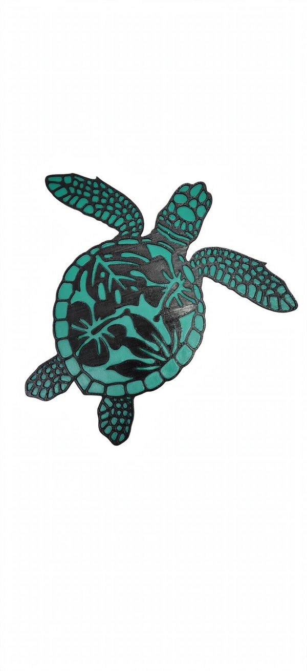 3D Printed Sea Turtle Wall Art - 8.5 x 9 Inch