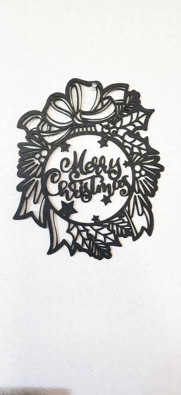 3D Printed Merry Christmas Wreath Wall Art 9x11