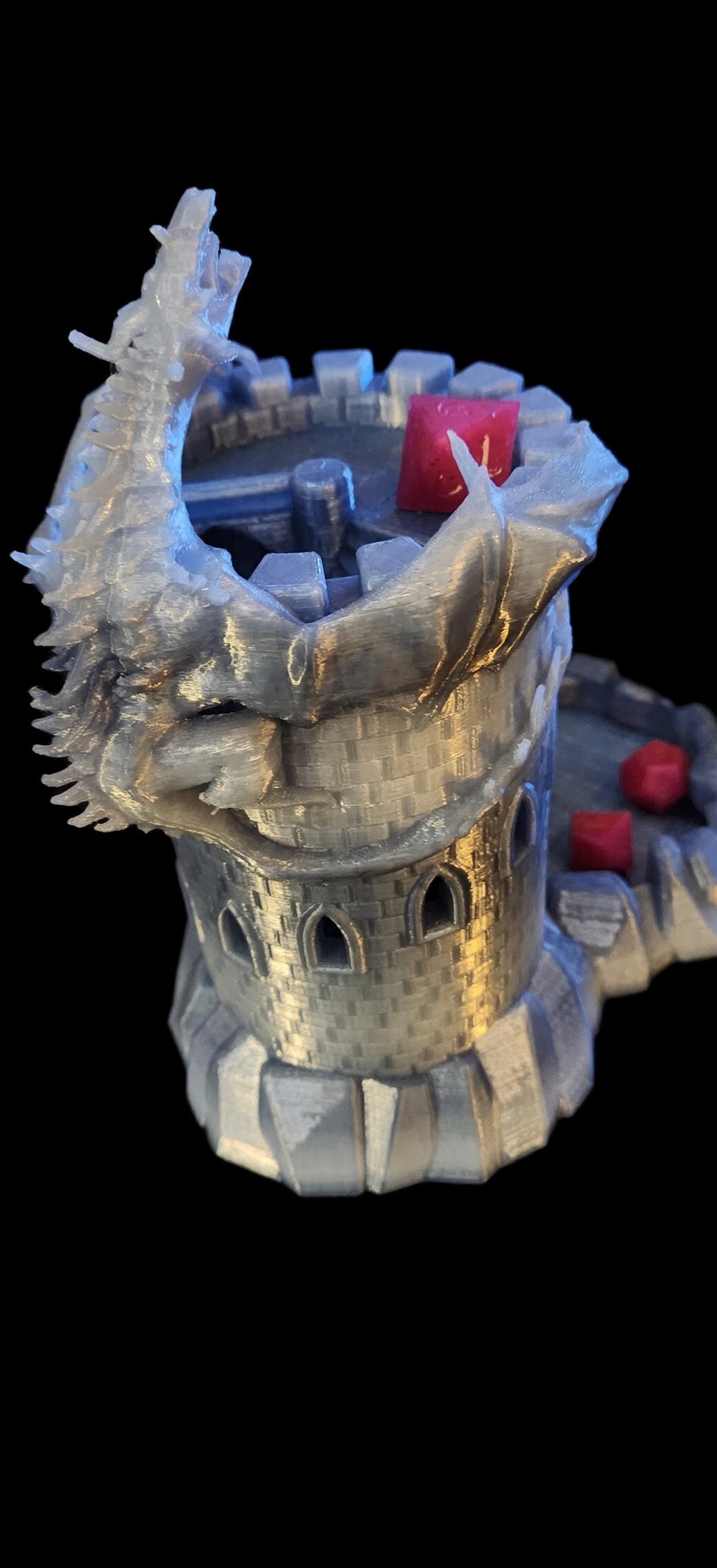 3D Printed Dragon Dice Castle - Grey
