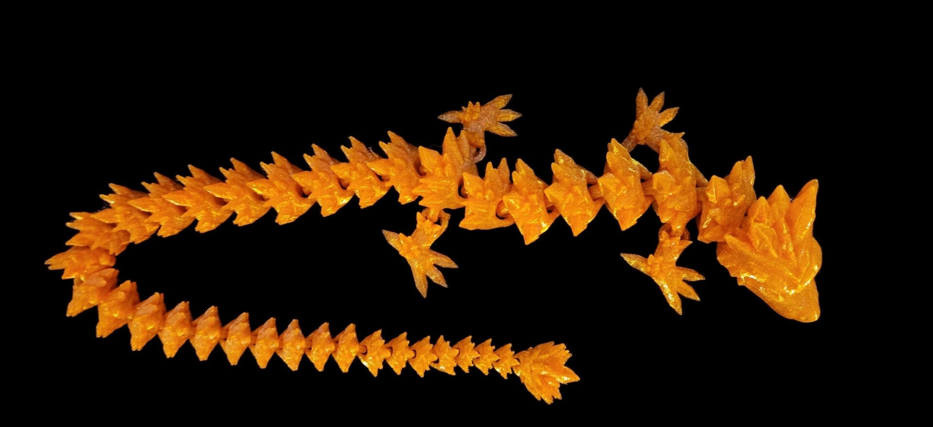 3D Printed Gold Crystal Dragon - 24 Inch