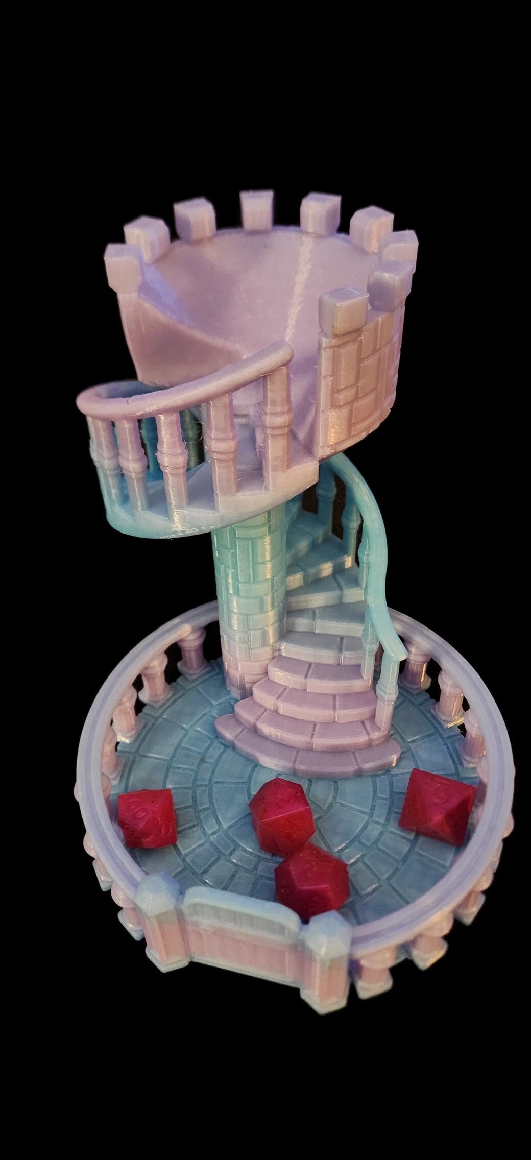 3D Printed Spiral Staircase Dice Tower - Pastel