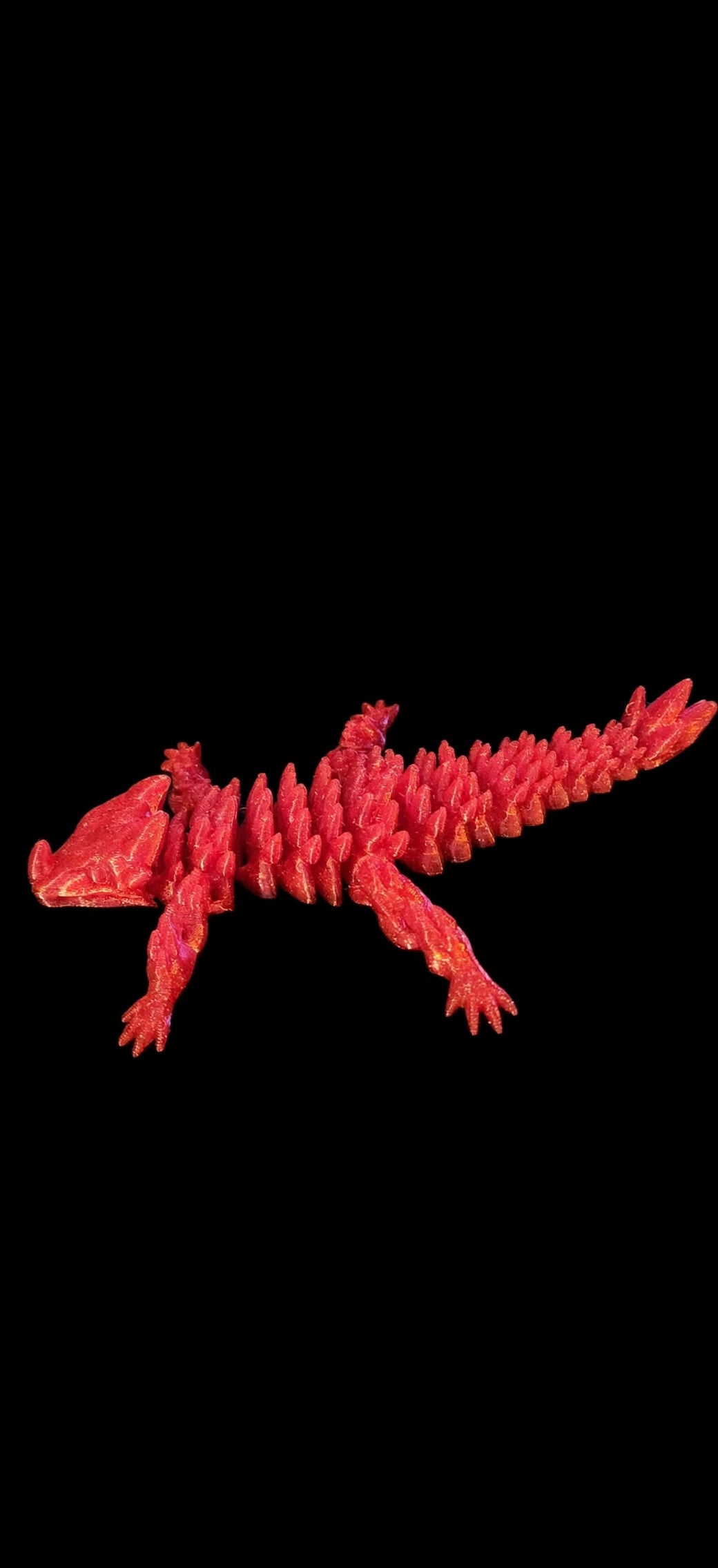 3D Printed Red Flexi Spiky Dragon