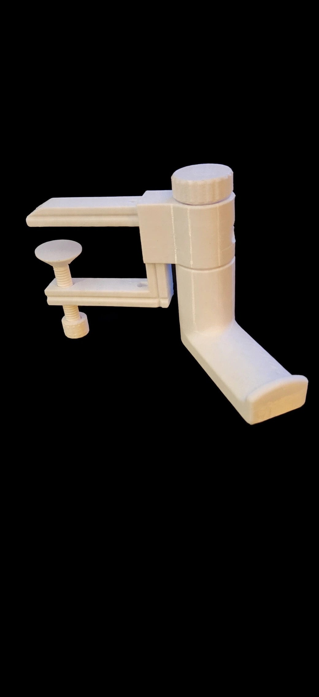 3D Printed Clamp-On Headphone and Backpack Hook with Swivel - White