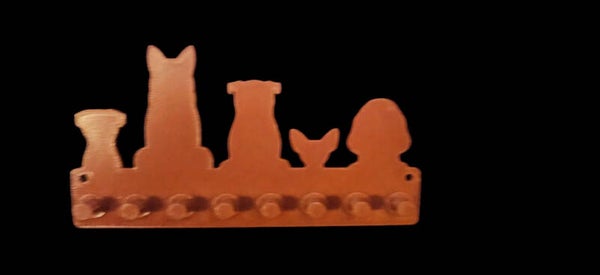3D Printed Pet Key Holder - 8 Peg Wall Mount