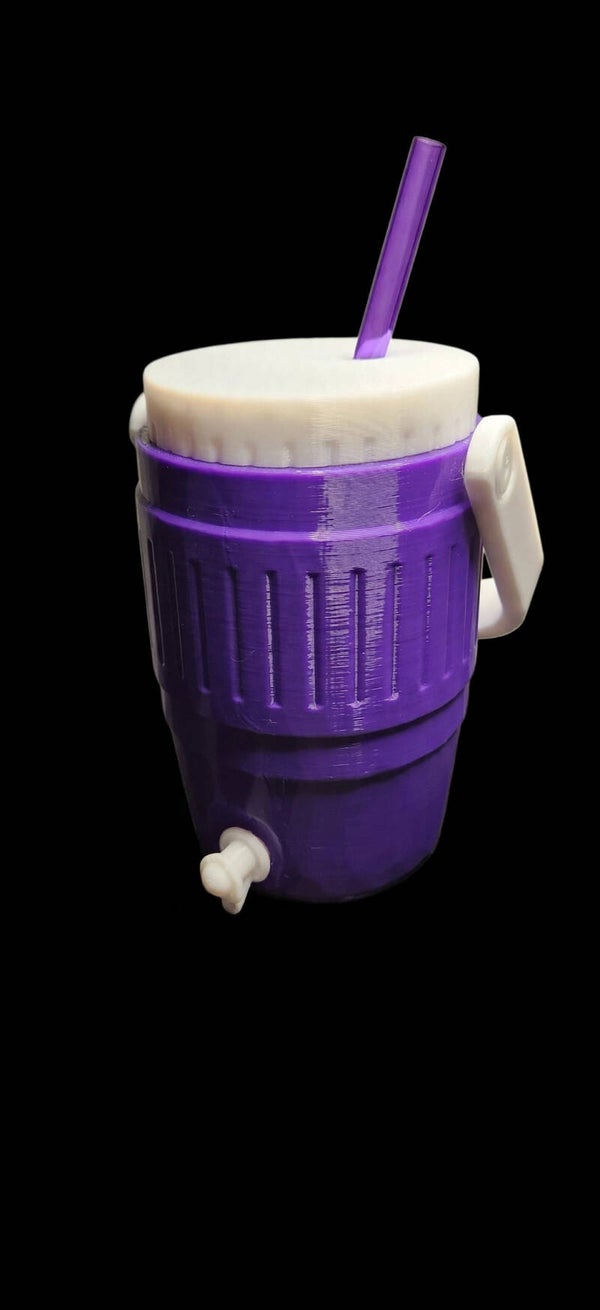3D Printed Can Cooler with Reusable Straw - 12oz - Purple