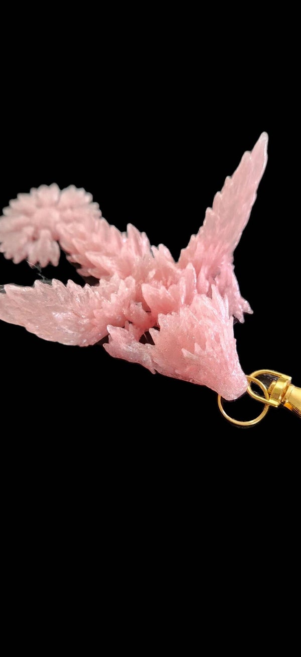 3D Printed Pink Snowflake Dragon Keychain