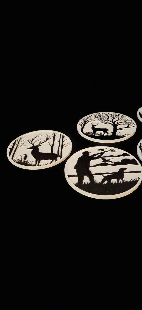 3D Printed Wildlife Coasters Set of 6 with Holder