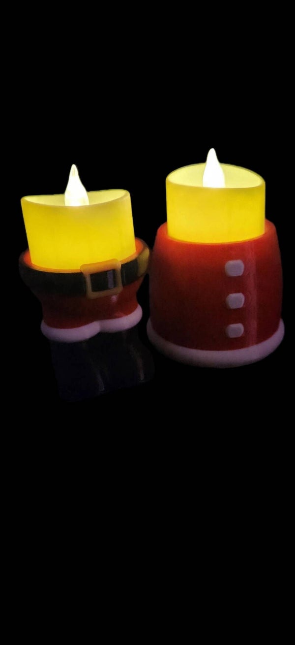 Santa and Mrs. Santa 3D Printed Tea Light Holders with LED Tea Lights