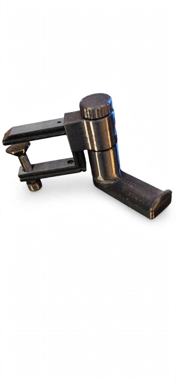 3D Printed Clamp-On Headphone and Backpack Hook with Swivel - Black
