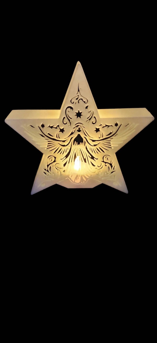3D Printed Angel Star Tea Light Holder with LED Tea Light