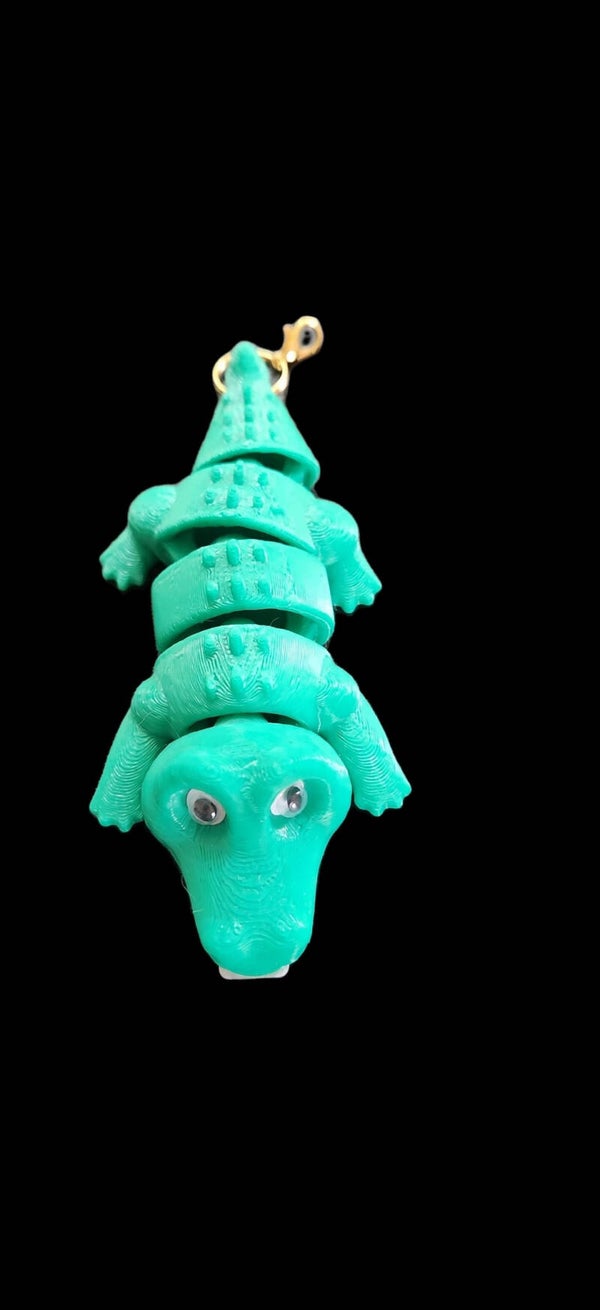 3D Printed Gator Keychain with Googly Eyes