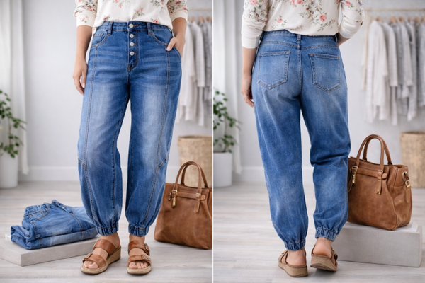 Harbor High-Rise Button Jogger Jeans