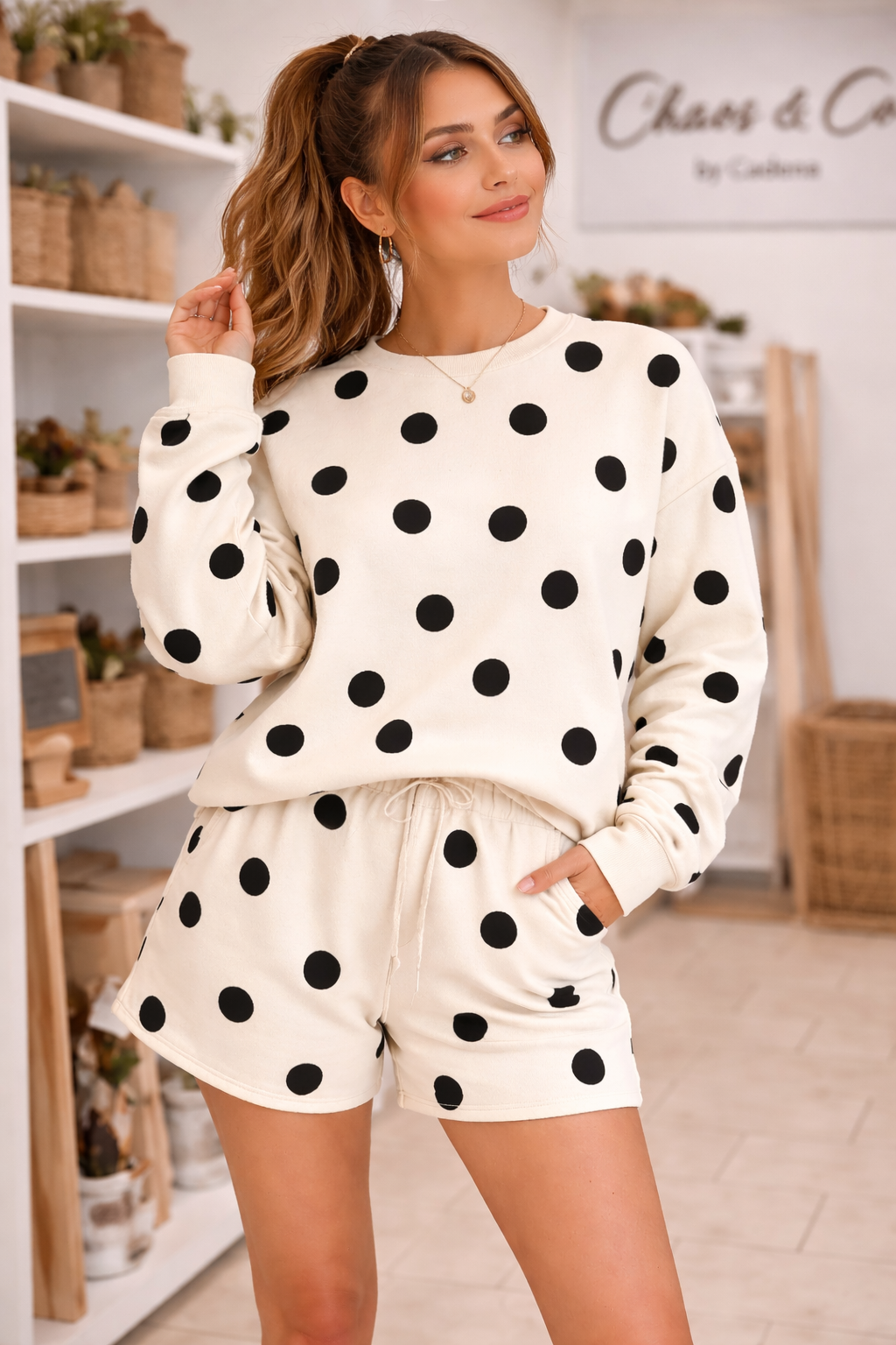 The Downtown Darling Polka Dot Lounge Set